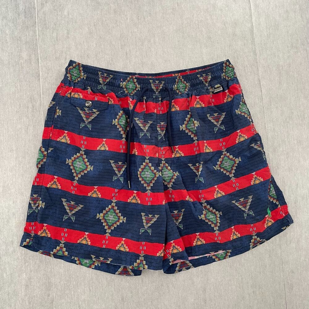 Polo Ralph Lauren Shorts Adult XL Native Print Swim Trunks Lined Pockets Mens